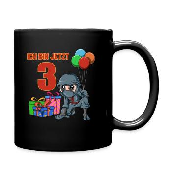 Children's ninja birthday - 3 years children's birthday - Full Colour Mug - black - Right