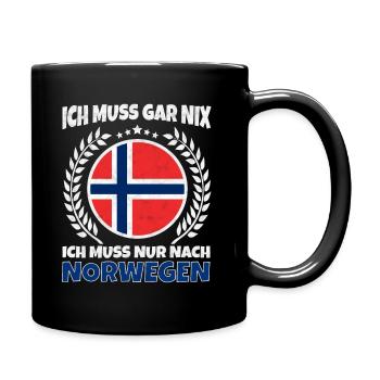 Ich Muss Gar Nichts - Ich Muss Nur Nach Norwegen - Tasse einfarbig - Schwarz - Rechts