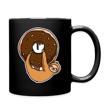 Funny Donuts Sloths Sloth With Donut - Full Colour Mug - black - Right