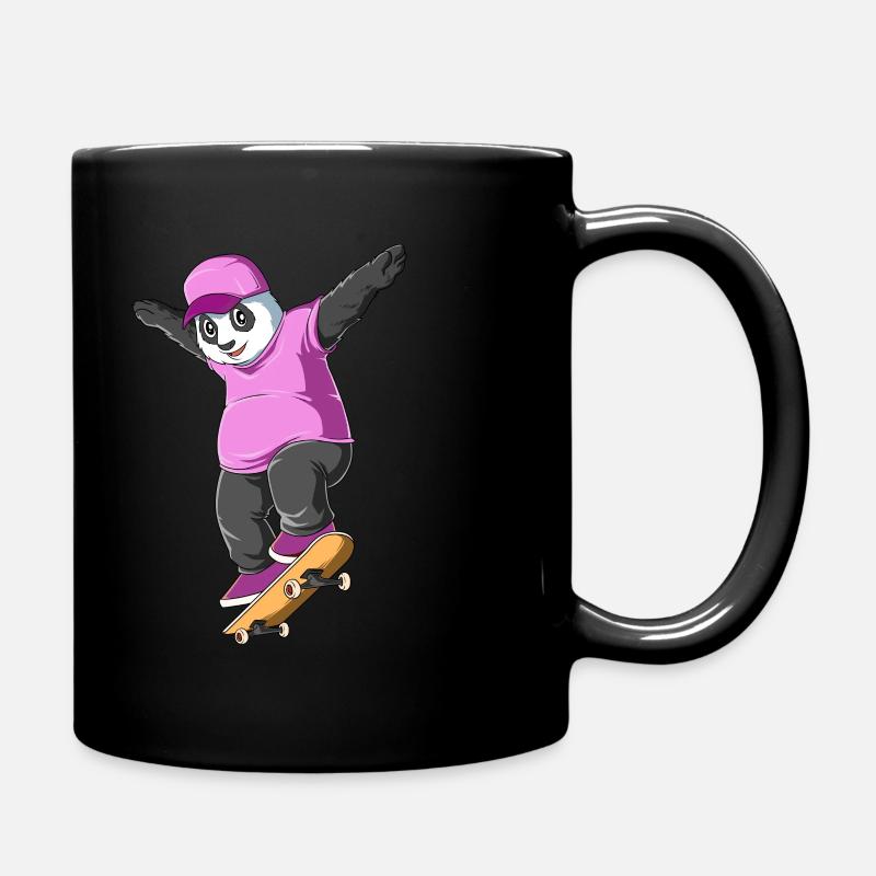 Pink Panda auf Skateboard - Panda Skater - Tasse einfarbig - Schwarz