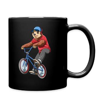 Faultier auf BMX - Sloth Rider - Tasse einfarbig - Schwarz - Rechts