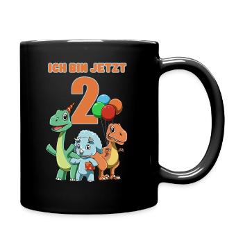 Dinosaures mignons - anniversaire des enfants de 2 ans - Mug uni - noir - Droite