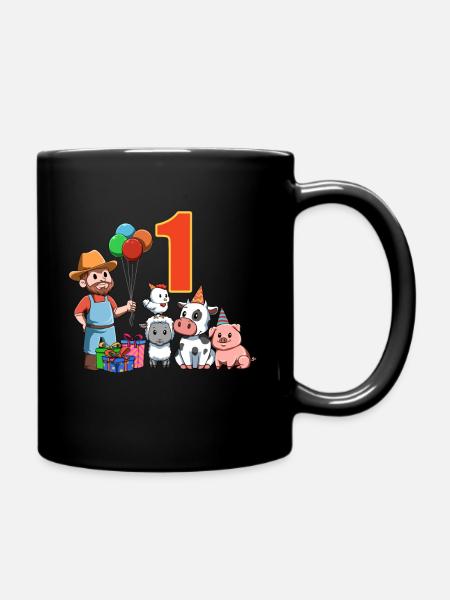 Agriculteur et animaux de ferme - 1 an pour les enfants - Mug uni - noir