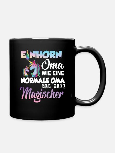Einhorn Oma Großmutter - Tasse einfarbig - Schwarz