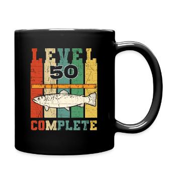 Level 50 Complete Retro Fisherman Vintage Trout - Full Colour Mug - black - Right