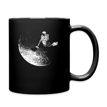Astronaut mit Staubsauger - Mond & Weltall - Tasse einfarbig - Schwarz - Rechts