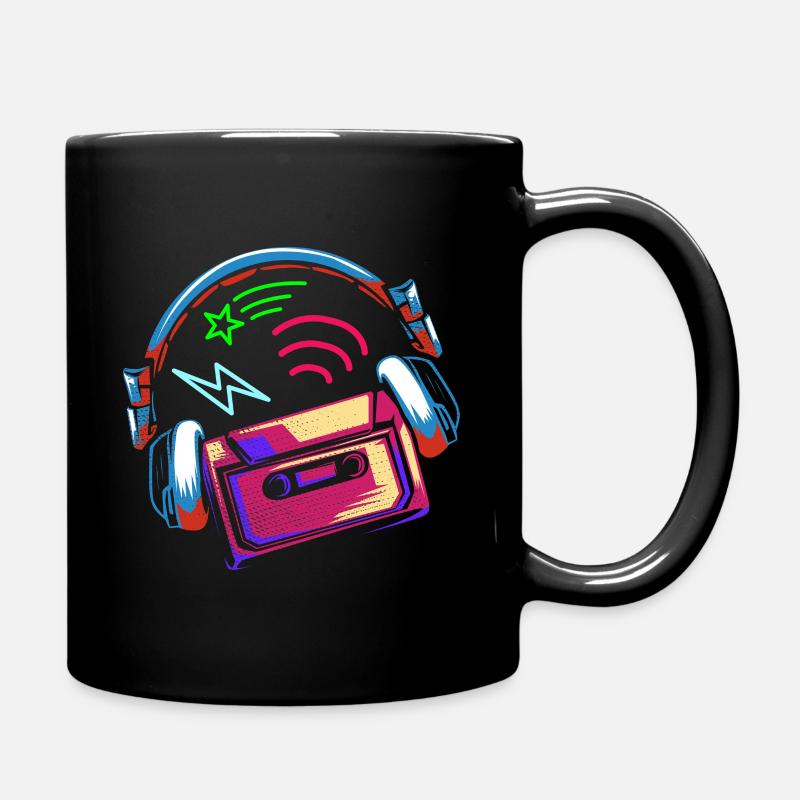 90er Neon Kassette - Tasse einfarbig - Schwarz