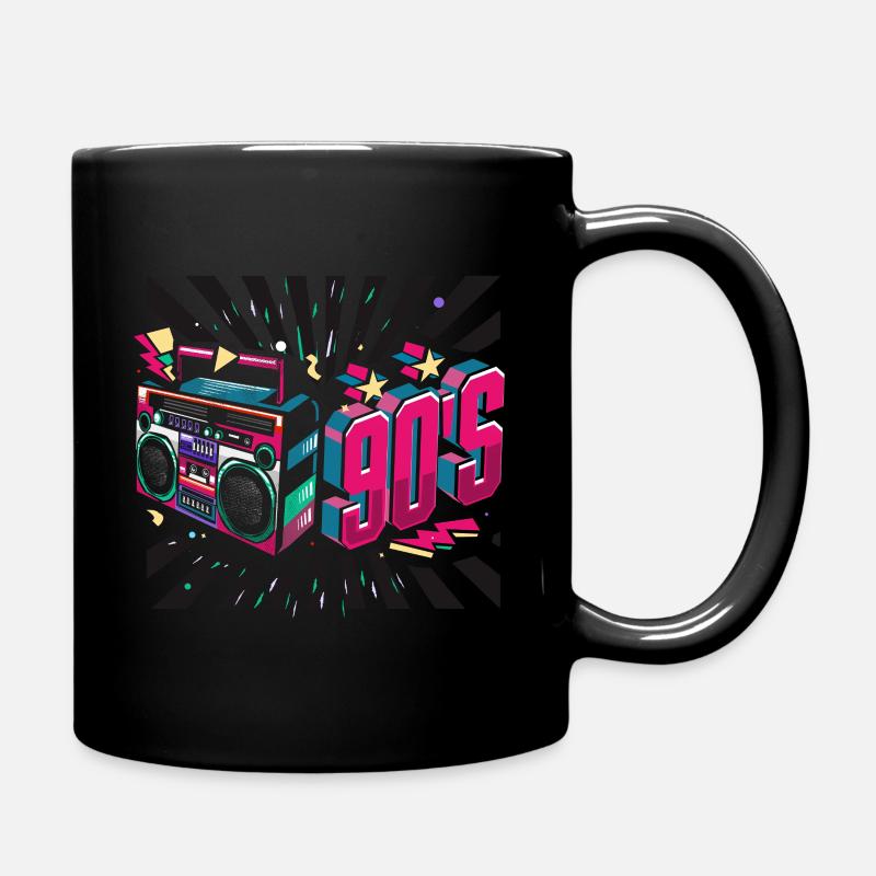 90er Neon Kassette - Tasse einfarbig - Schwarz