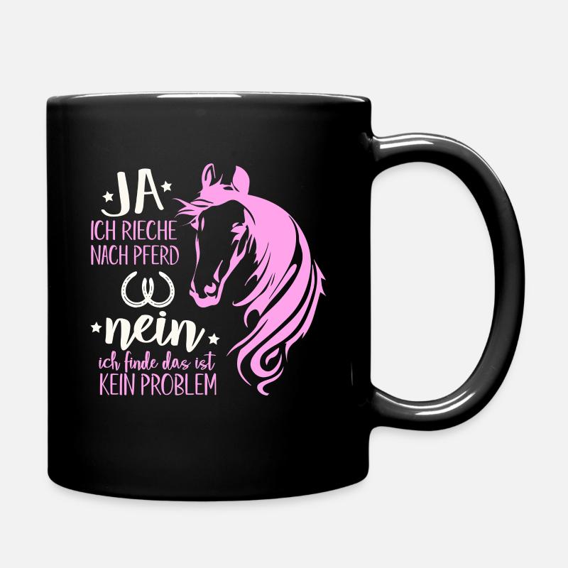 Reiter - Nach Pferd riechen - Tasse einfarbig - Schwarz