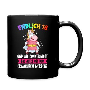 18 Geschenke Mädchen Junge 18. Geburtstag Spruch - Tasse einfarbig - Schwarz - Rechts