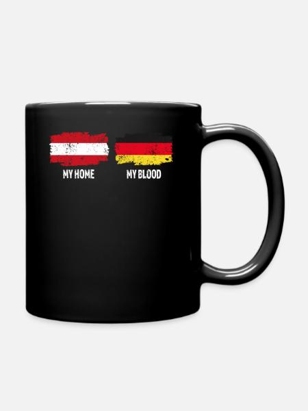 Zuhause Deutschland Blut Österreich Fahne - Tasse einfarbig - Schwarz