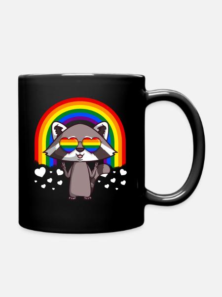 Raccoon Gay Pride LGBT Rainbow - Mug uni - noir