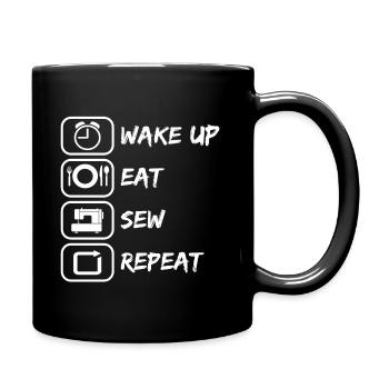 Wake up eat sew repeat sewing as a hobby - Full Colour Mug - black - Right