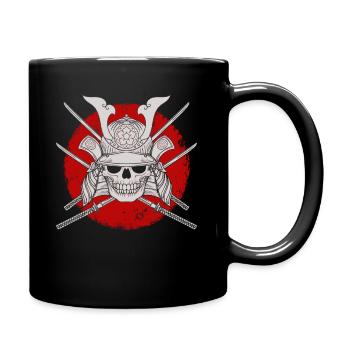 Samurai Krieger, Sonnenuntergang, Totenkopf Japan - Tasse einfarbig - Schwarz - Rechts