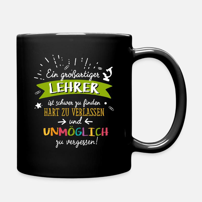 Grossartiger Lehrer - Geschenk Grundschule Klasse - Tasse einfarbig - Schwarz