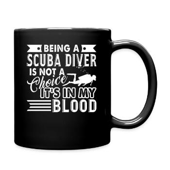 Tauchen liegt mir im Blut - Tasse einfarbig - Schwarz - Rechts