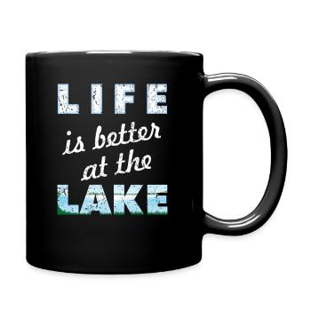 Life is Better At Lake Water View Fishing Boating - Full Colour Mug - black - Right