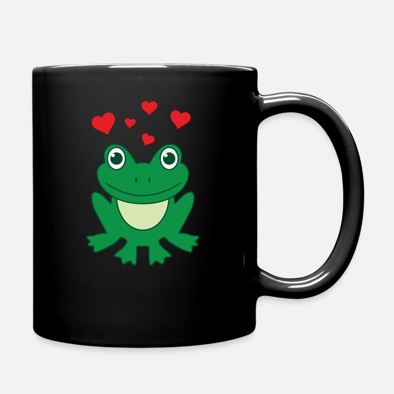 Frog With Hearts Frogs Heart Frogs Gift - Full Colour Mug - black