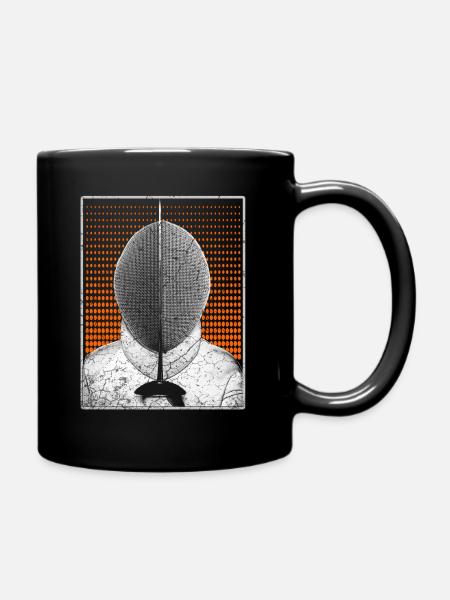 Fencing fencing mask - Full Colour Mug - black