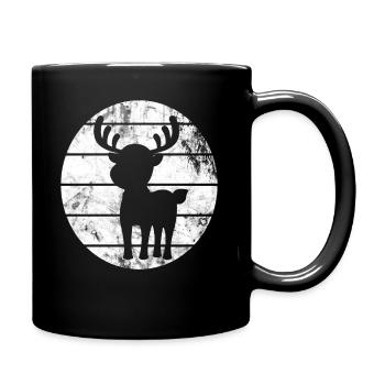 Rentier Vintage, Weihnachten Geweih Geschenkidee - Tasse einfarbig - Schwarz - Rechts