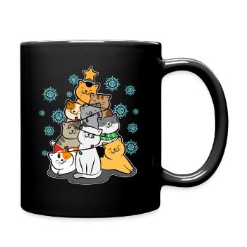 Funny Christmas Tree Cats Love Cute Gift - Full Colour Mug - black - Right