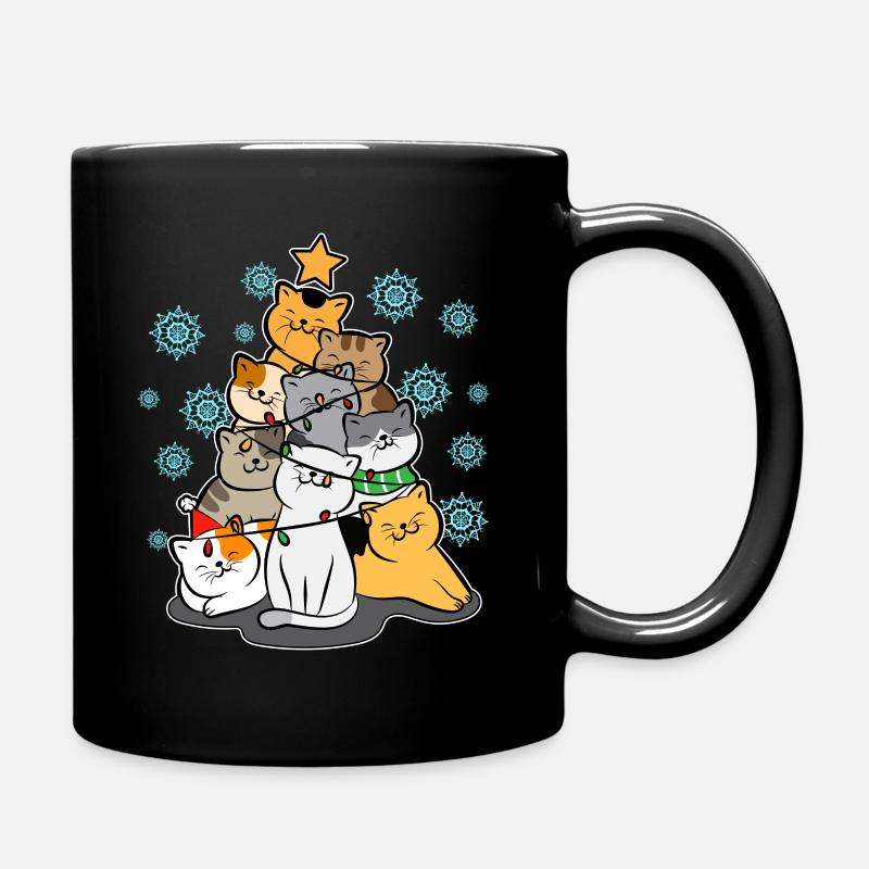 Lustig Weihnachtsbaum Katzen Liebe Süß Geschenk - Tasse einfarbig - Schwarz