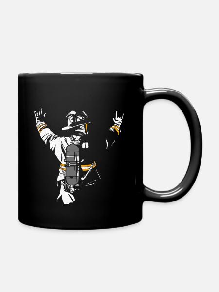 Feuerwehr Shirt für Feuerwehrmann & Feuerwehrfrau - Tasse einfarbig - Schwarz