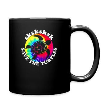 SKSKSK Und ich hoppla! Überspringen Sie einen Strohhalm Retten Sie die Schildkröten - Tasse einfarbig - Schwarz - Rechts