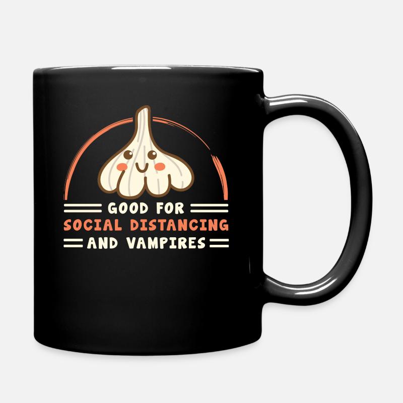 Gousse d’ail Distance sociale, Vampires - Mug uni - noir