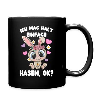 Süßer Hase Ich mag halt Hasen Okay Geschenkidee - Tasse einfarbig - Schwarz - Rechts