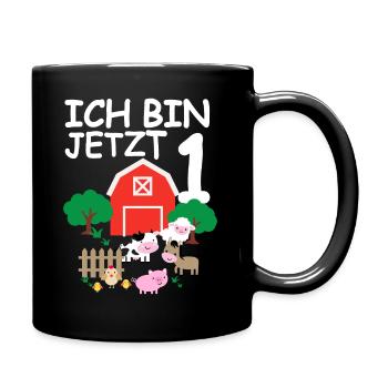1. Geburtstag Bauernhof und Tiere - 1 Jahr - Tasse einfarbig - Schwarz - Rechts