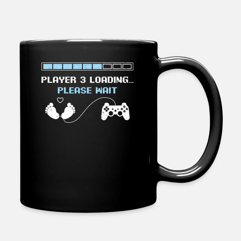 Player 3 loading funny gaming pregnancy ank - Full Colour Mug - black