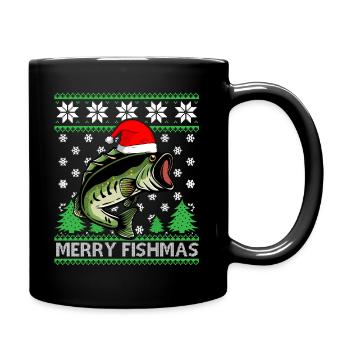 Cadeau de pêcheur joyeux Fishmas pour Noël - Mug uni - noir - Droite