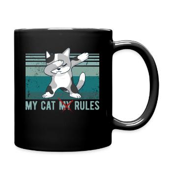 Chat à pois drôle MON CHAT MES RÈGLES - Mug uni - noir - Droite