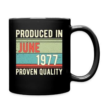 Birthday June 1977 PRODUCED IN - Full Colour Mug - black - Right