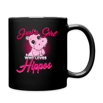 Flusspferd Nilpferd Hippo - Tasse einfarbig - Schwarz - Rechts