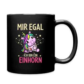 Mir Egal Ich Bin Ein Einhorn - Tasse einfarbig - Schwarz - Rechts