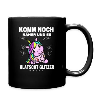 Einhorn Glitzer Aggressiv - Tasse einfarbig - Schwarz - Rechts