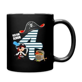 4 year old birthday boy pirate - Full Colour Mug - black - Right