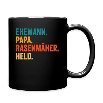 Papa Gartenbauer Garten Gärtner Rasenmäher - Tasse einfarbig - Schwarz - Rechts