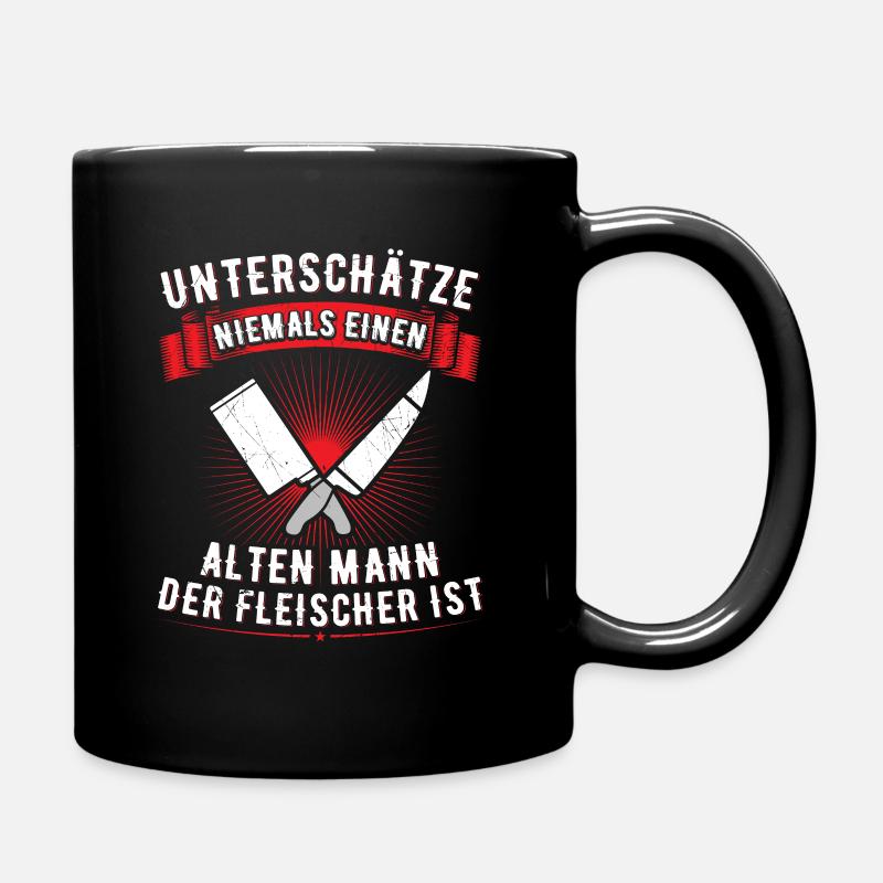 Metzger Alter Mann Fleischer Schlachter Metzgerei - Tasse einfarbig - Schwarz