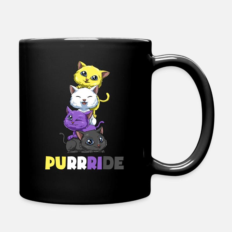 Nonbinary cats - transgender gift - Full Colour Mug - black