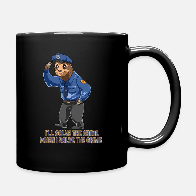 Faultier Polizist - Sloth Sicherheitsdienst - Tasse einfarbig - Schwarz