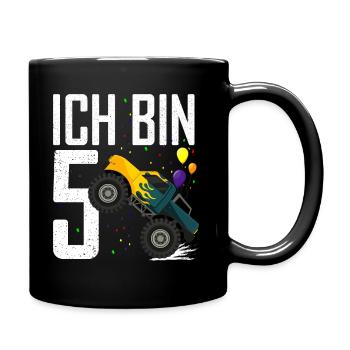 5. Geburtstag Shirt Junge 5 Jahre Monster Truck - Tasse einfarbig - Schwarz - Rechts
