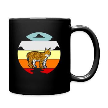 Luchs Wildkatze Shirt Geschenkidee - Tasse einfarbig - Schwarz - Rechts