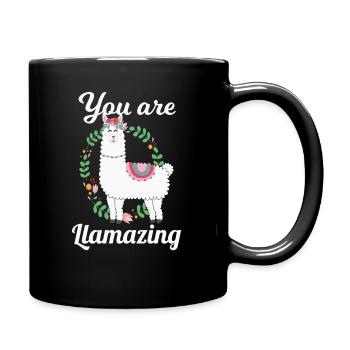 Lama Alpaka - Tasse einfarbig - Schwarz - Rechts