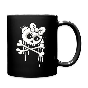 Totenkopf T-Shirt im Cartoon und Graffiti Style - Tasse einfarbig - Schwarz - Rechts