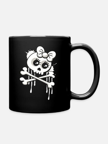 T-shirt tête de mort en style cartoon et graffiti - Mug uni - noir