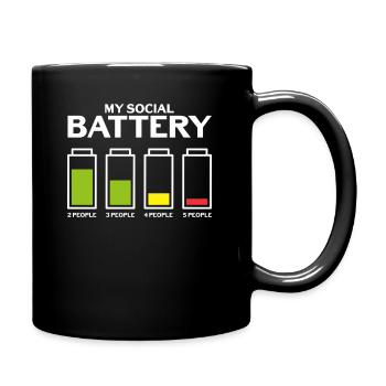 Unbeholfen Introvertiert Soziale Batterie Schüchte - Tasse einfarbig - Schwarz - Rechts