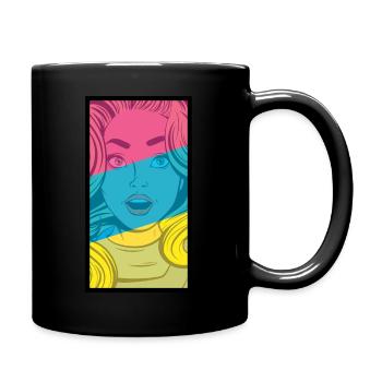 Comic Stil Frau Bunt - Tasse einfarbig - Schwarz - Rechts